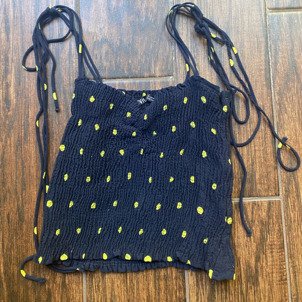 Zara Cropped Tie-Shoulder Top